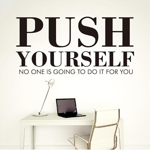 Wandtattoo mit Zitat Push Yourself for You, für Fitnessstudio, Workout, Büro, Fitness, Wandaufkleber, Motivation, Inspiration, Spruch, Vinyl, Raumdekoration, 80 x 39 cm