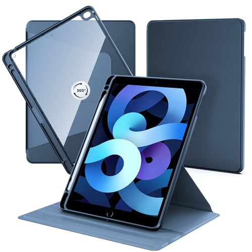 TXWLLIU Funda para iPad 9,7 Pulgadas (6.ª/5.ª Generación, 2018/2017) y iPad Air 2/1 con Portalápices, Rotación de 360 Grados Carcasa con Auto-Reposo/Activación, Morado Oscuro