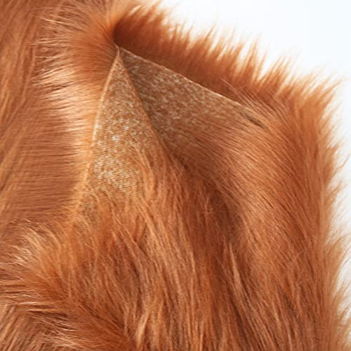 Zotteliges langfloriges Kunstfellmaterial flauschiger Stoff Plüschstoff für Kostüme Modeteppiche Requisiten Kulissen Cosplay Stuhldekoration 1,5 x 0,5 m(Color:Red-brown)