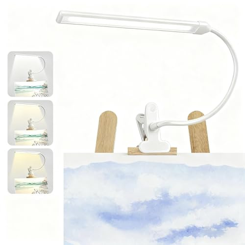 Lamptobe Klemmleuchte für Staffelei mit Ein/Aus-Schalter, 3 Farbmodi, dimmbar. Flexible Schwanenhalslampe für Staffelei-Übermalbeleuchtung, Schreibtisch, Zeichenarbeiten. USB-betrieben