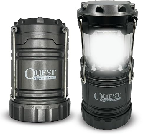 Quest Collapsible LED Camping Lantern – 300 Lumen Pop-Up Light with Magnetic Base – Battery Powered Outdoor & Emergency Lamp (1, 2, 4 Pack, Red/Blue/Black) (Black, Pack of 1)