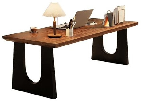 ZENGXJYCQINGJIANG Gaming Desk Modern Spacious Writing Desk Laptop PC Workstation with Carbon Steel Legs, Minimalist Home Office(Light Walnut,L)