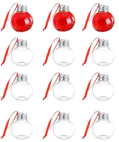 12 Stück Weihnachtskugeln Zum Befüllen, Klar Weihnachtens Alkohol Kugeln Getränk Christbaumkugeln Ornament Weihnachtsgetränke Kugeln Für Schule Restaurant Einkaufszentrum