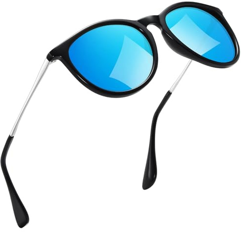 kunchu Sonnenbrille-Damen-Polarisierte-Sonnenbrille-Rund-UV400-im-Retro-Sonnenbrille-für-Damen & Herren Schutz Vintage