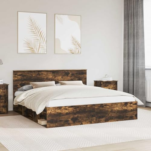 Owoxanthellate Bett 180x200 cm Eiche Holz Lattenrost 200 kg Doppelbett Schlaf- & Gästezimmer
