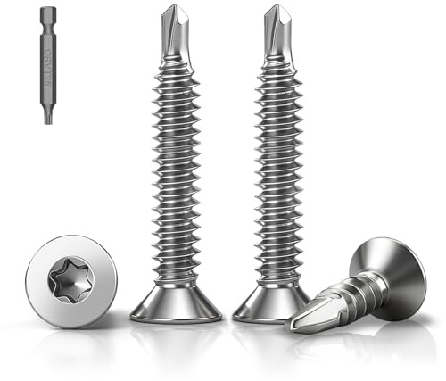 PDKKFF 50 pz Viti autoforanti Torx M5,5x70mm Testa svasata Acciaio inossidabile 410 Testa piatta Viti per lamiera DIN7504 Viti per tetti metallici per acciaio lamiera