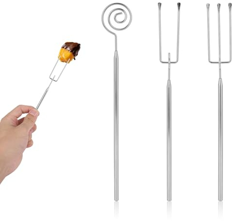 3stk Schokoladen-Tauchwerkzeuge-Set, Edelstahl Bonbon-Tauch-Fondue-Gabeln Spirale & 2/3-Zacken Schokoladen-Tauchwerkzeuge für Bonbon-Obstkuchen-Dekoration & Backzubehör