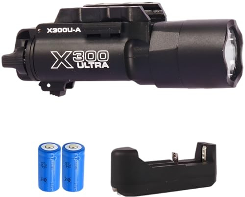 X300U Style Pistolenlicht, 500 Lumen, Schienenmontage, Taschenlampe, Legierung & Nylon, inklusive Batterien und Ladegerät, 3,8 x 3,8 x 10 cm