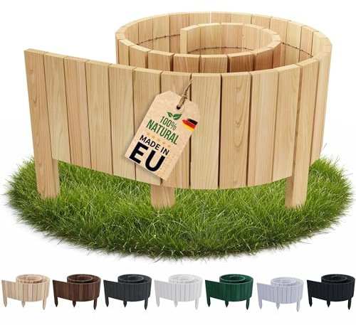 Floranica Rasenkante Flexible Beeteinfassung 30 x 200 cm Hellbraun Rollborder Holz Beetumrandung Holzzaun Palisade Rollzaun