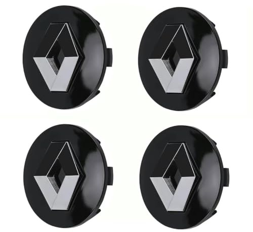 Auto Nabendeckel für Renault, 4 Stück ABS OEM Radnabenkappen Felgenkappene Nabenkappen Zubehör (Schwarz 57mm)