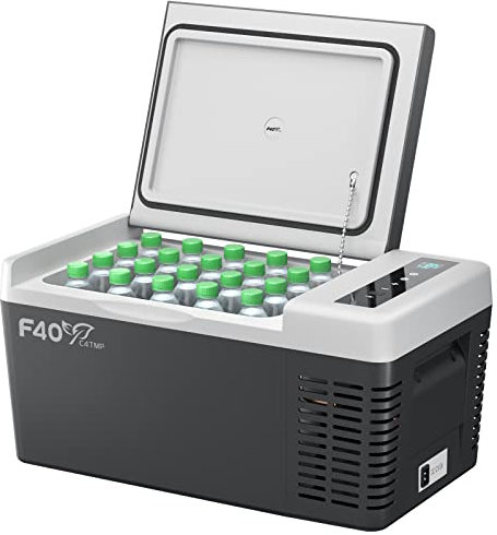 F40C4TMP 12 Volt Refrigerator 20 Quart 12V Fridge(-8℉~50℉) 18L Portable Freezer with Compressor 100-240V AC for Camping, Truck, RV, Travel, Boat and Home Use