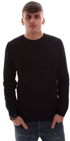 Antony Morato Maglia Girocollo Rib Grossa E Tape Dietro al Collo Maglione, Uomo, Verde (Verde Bottiglia 4048), Small (Taglia Produttore:S)