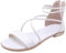 amropi Femme Été Bout Ouvert Croisé Bride Cheville Plates Sandales (Blanc,42 EU)
