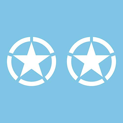 Autodomy Pack mit 2 Sticker Sterne | Militär Aufkleber Beständig gegen Regen und Sonne | Aufkleber für Auto 4x4 Offroad Geländewagen | Us Army Sticker (Weiß, 10 cm)