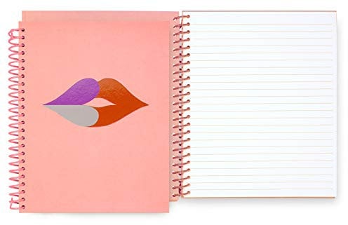 Kate Spade New York Pink Mini Spiral Notebook, 8.25 x 6.75 Journal Notebook with 112 Lined Pages, Heart Lips