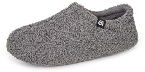 VeraCosy VeracCosy Damen Memory Foam Plüsch Hausschuhe Antirutsch Baumwolle Pantoffeln Mit Polar Fleece-Futter, 38/39 EU, Grau