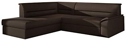 MOEBLO Ecksofa mit Schlaffunktion mit Bettkasten Couch L-Form Polstergarnitur Wohnlandschaft Polstersofa mit Ottomane Couchgranitur - FLORIANO (Braun (Soft 66), Ecksofa Links)