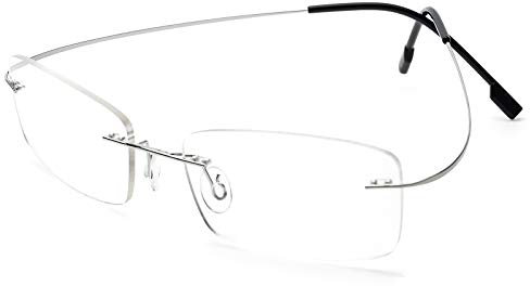 Rimless Computer Reading Glasses for Women Men +0.50 Flexible Titanium Alloy Blue Light Blocking Readers Eyeglasses