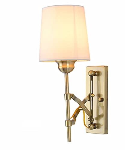 Scherenlampe Wandleuchte Innen Retro Metall Wandlampe mit Stoffschirm Ausziehbare Ziehharmonika arm Wohnzimmer Verstellbar E14 Wand-Leselampe für Schlafzimmer Studie Büro Esszimmer Loft, Messing