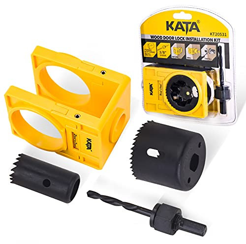 KATA 1-3/8 - 1-3/4 Door Lock Installation Kit for Wooden Doors with Guide Template,Door Lock Hole Saw,Carbon Steel