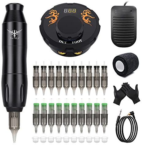 TATELF Rotary Maschine Set Komplett Mit LCD Power Supply 20pcs Patronen nadeln Ink Cups für Künstler