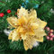 SWECOMZE 12 Stück Glitter Weihnachtsbaumschmuck Weihnachten Blumen Ornament Weihnachten Dekor, Christbaumanhänger 14cm (Gelb)
