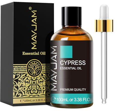 MAYJAM Aceite Esencial de Ciprés 100ML, Aceite de Ciprés para Difusor, Humidificador, Bricolaje, Hogar, Armarios