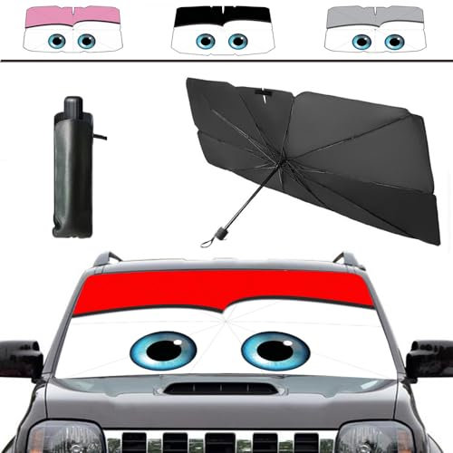 Coricha - Parasol para luna delantera de coche, accesorios para automóvil, 100 % opaco, protección del sol y aislamiento térmico del parabrisas (rojo)