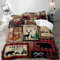 Vivihome 3-teiliges Bettwäsche-Set mit schwarzer Bärenfamilie und Hirsch, Patchwork, rot, Büffelkariert, Wald, Tier, Jagd, Hütte, Landhaus, rustikale Bauernhaus-Bettwäsche, Bettdeckenbezug, 2