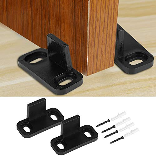 Sliding Door Guide Clip, Metal Sliding Barn Door Bottom Guide with Screws Adjustable Wooden Door Floor Guide Wall Mount Hardware, Easy to Install Black Floor Guide Clip