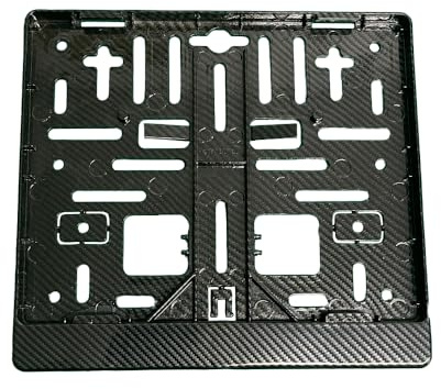 Kennzeichenhalter Motorrad | Silber Carbon Optik | HTF Wassertransferdruck | 210x170 (nur für Österreich) | Kennzeichenhalterung mit universellem Lochschema | Made in Austria