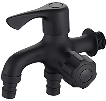 Wasserhahn garten doppelwasserhahn schwarz one in two out garten wasserhahn 1/2 zoll doppel 1/2 zoll wasserhahn doppel für Toilette Schwarz C