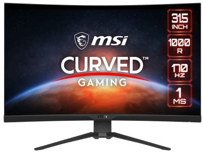 MSI G322CQP 31.5 Inch WQHD Curved Gaming Monitor - 1000R 2560 x 1440 VA Panel, 170Hz / 1ms, FreeSync Premium, HDR Ready, Height Adjustable - DP 1.2a, HDMI 2.0b CEC