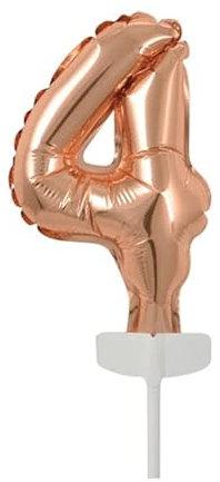 NEU Folienballon Geburtstagszahl Kuchen Cake Topper Zahl 4 Roségold, ca. 13 cm