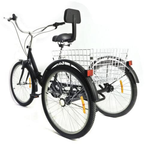 24 Dreirad FüR Erwachsene Senioren Bike Mit Korb 7 Gang Tricycle Fahrrad Trike Faltbar Shopping Erwachsenendreirad Kreuzfahrt Einkaufen Einkaufskorb Lastenfahrrad GroßEn RüCkenlehn Sitz Klappbar (B)