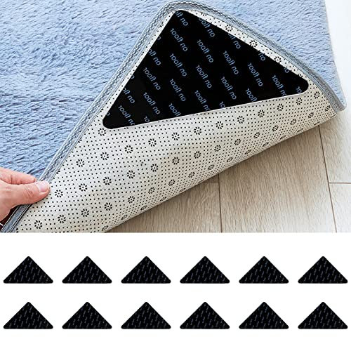 Xlqyb Teppich-Anti-Rutsch-Matten 12er-Pack Dreieckige Teppich-Anti-Rutsch-Matten, waschbar, wiederverwendbar, Anti-Rutsch-Teppich-Fixierung für Hartholzböden, Teppiche und Matten