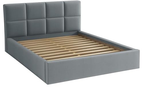 bonni Polsterbett Alaska 180x200cm Bett mit Lattenrost Doppelbett mit Bettkasten Bettgestell Holzbett Stauraumbett (Grau)