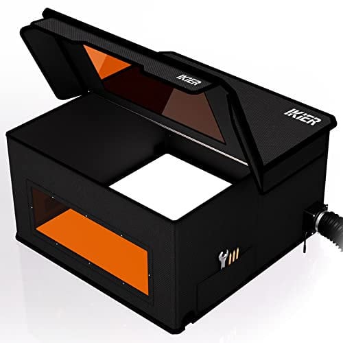IKIER E1 Lasergehäuse für Laser Graviermaschine 76 * 74 * 42CM Extra Groß Faltbare Laser Enclosure mit Abluftventilator Transparentem Fenster für Augenschutz Feuerfest
