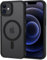 XTCASE Coque pour iPhone 12/12 Pro Magnétique Compatible avec MagSafe, Étui Mat Translucide Minimaliste, PC Dur Housse Arrière Anti-Rayures + TPU Bumper Antichoc - Noir