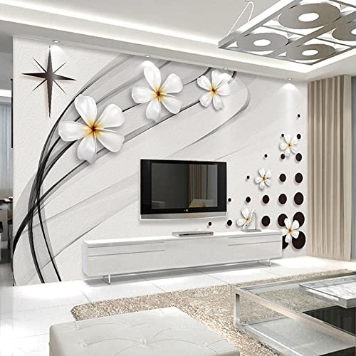 ZUJIESHI Papier peint mural 3D Papier peint floral noir et blanc Décoration murale de chambre à coucher pour le salon