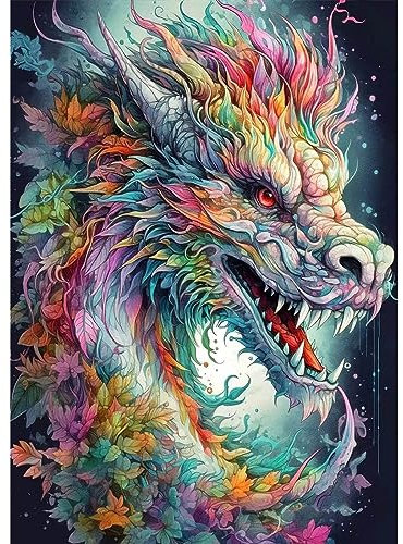 NAIMOER Diamond Painting Erwachsene Drache, 5D Drache Diamant Painting Bilder Erwachsene,DIY Diamond Painting Bilder Diamant Malerei Kinder Tiere Set für Home Dekor 30x40cm
