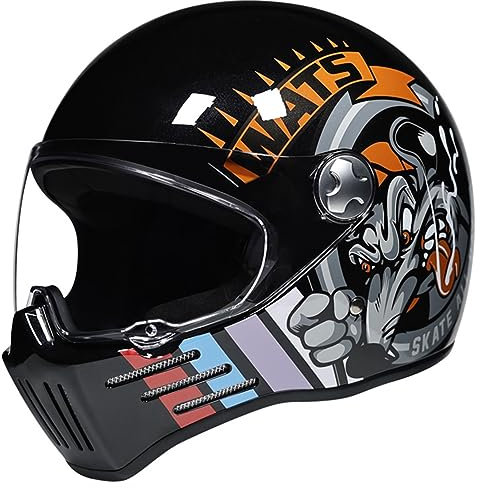 Vintage-Integral-Motorradhelm, Jet-Moto, Unisex-Erwachsene, ECE/DOT-Zugelassener Retro-Offroad-Helm, ATV-UTV-Motocross-Helm Für Cruiser, Moped, Retro-Roller D,M=(57-58cm)