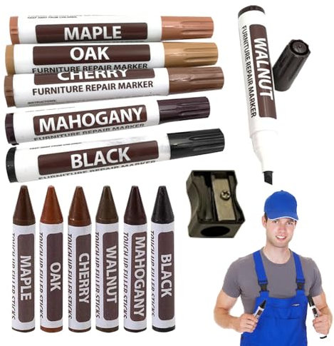 Toseky Furniture Touch-up Markers,6-Color Wood Stain Marker Pens | Quick Drying Furniture Repair Tool for Tables, Desks, Wood Floors, and Bedposts