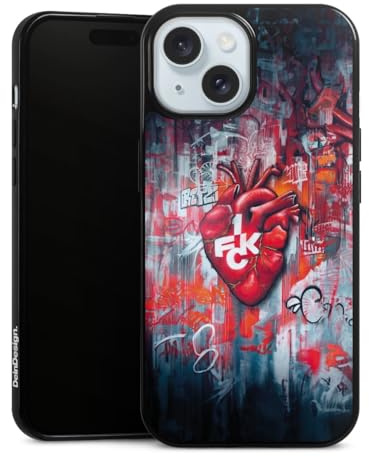 Slim Case extra dünn kompatibel mit Apple iPhone 15 Silikon Handyhülle schwarz Hülle 1. FCK Herz 1. FC Kaiserslautern