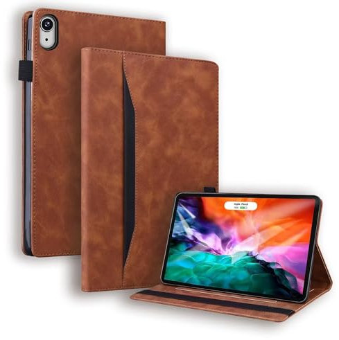 Beajew Funda para iPad Mini 6,Estuche de Tableta de con Soporte para lápiz/Función de Soporte,[Múltiples Ángulos de Visión],Funda de Prima PU Cuero-Marrón