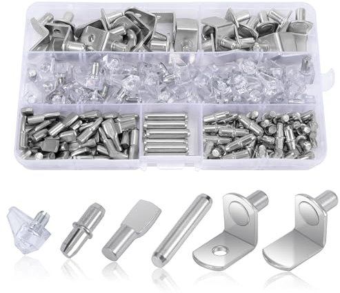 Kit Pasadores Estante, Gabinete Soporte Pinzas 160 Piezas / 6 Estilos, Chapado en Níquel Baldas para Muebles de Armario Clavijas Herrajes Cocina Estantes Metal Niquelado
