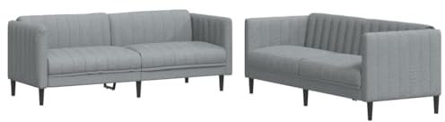 vidaXL Sofagarnitur 2-TLG., Couch Sofa für Wohnzimmer, Loungesofa Polstersofa mit Stützbeinen, Couchgarnitur Sitzmöbel, Modern, Hellgrau Stoff