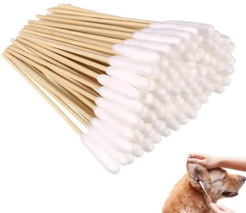 WUSJCOF 100 pcs Toallitas para los oídos del Perro Toallitas de algodón para los oídos, Limpiador de oídos para Mascotas, 15CM Limpieza de oídos de Perro