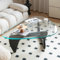 Noguchi Mesa de Centro Triangular de Cristal Negro - Diseño Moderno de Mediados de Siglo para Sala de Estar - Pequeña Mesa Ovalada de Madera