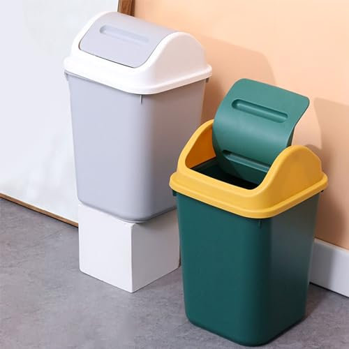 Bathroom Trash Can with Lid Mall Garbage Can Plastic Wastebasket Flip Lid Trash Can Garbage Can For Toilet Office Bedroom Living Room Indoor Plastic Trash Can